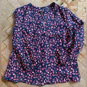 J. Crew Blouse. Size Small. Navy and pink.